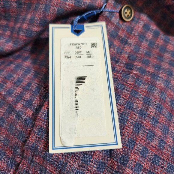 Rowm Mens Long Sleeve Button-Down Shirt Red/Blue Checkered size LT - Picture 5 of 11